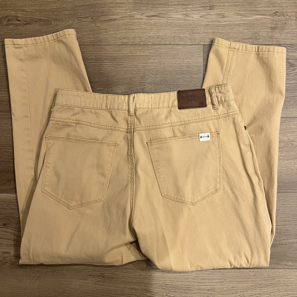 Barbell Apparel Straight Leg Jeans Mens 32/33 X 28 Khaki Stretch Khaki Pants - Picture 4 of 4
